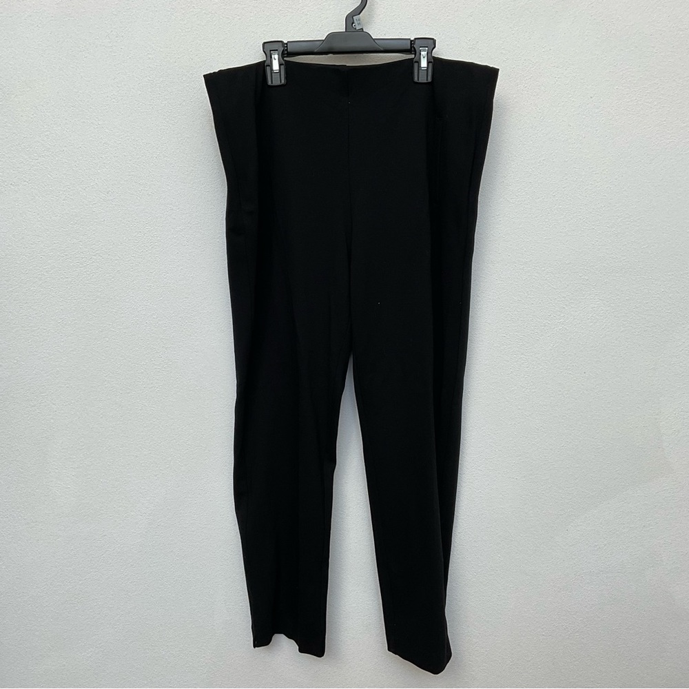 Chico's Black Elastic Waist Pull On Knit Dress Pants Size 2.5P US L/14 Office